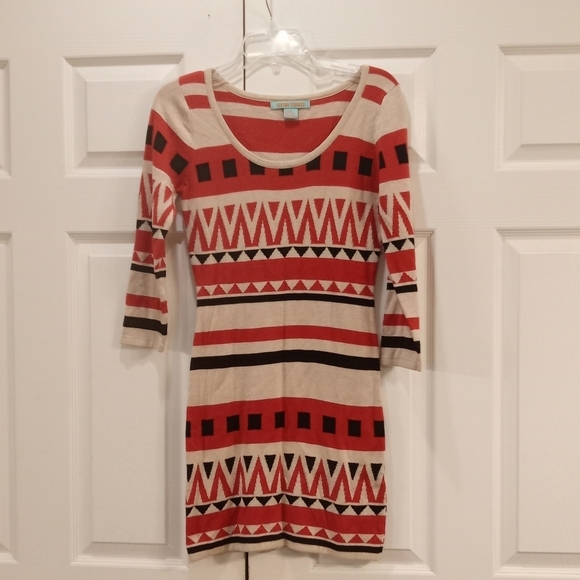 Flying Tomato Aztec Tribal Natiive Western Knitted Swiftie Sweater Dress Size M - Picture 3 of 5